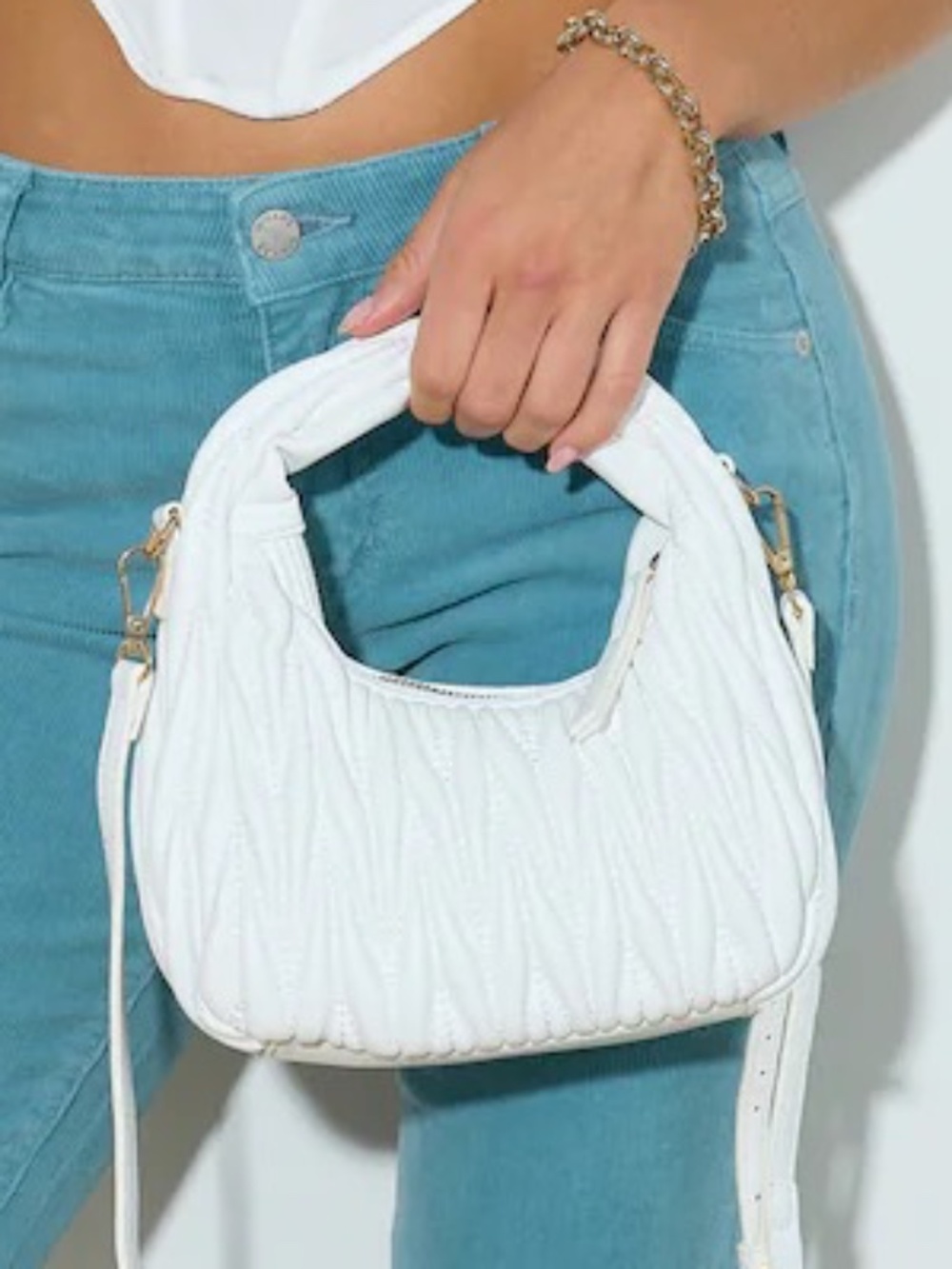 BILLINI Morgan Bag White Quilted NWT White